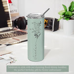 Load image into Gallery viewer, Birthday Gifts for Women, Personalized Tumblers with Birth Flower and Name, 10 Colors - 20 Oz, Skinny Tumblers for Women