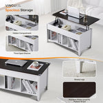 Load image into Gallery viewer, VINGLI Lift Top Coffee Table, White, with Storage Shelf/Hidden Compartment, Gas Lifting Mesa De Centro para Sala Pop Up Coffe Table