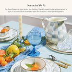 Load image into Gallery viewer, MACKENZIE-CHILDS Enamel Pitcher with Spout for Water, Cut Flowers, and Home Decor, 3 Quarts, Gray-and-White Sterling Check