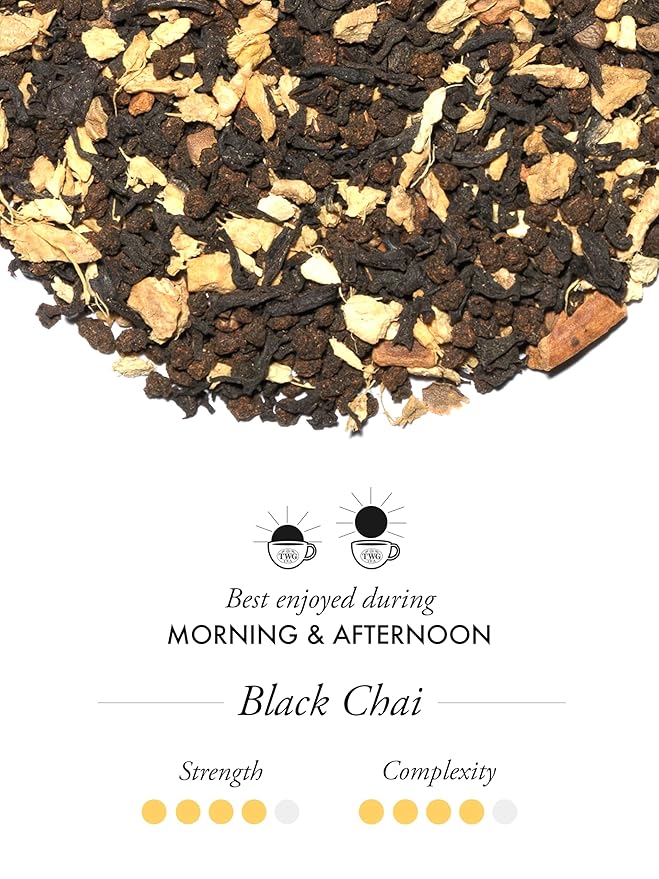 TWG Tea | Black Chai | Black Tea | Aromatic Indian Spices | 15 Hand Sewn Cotton Teabags | Gift Set
