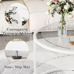 Load image into Gallery viewer, aboxoo White Nesting Glass Table Set of 2, Small Glass Round Nesting Tables for Living Room Bedroom, Accent Tea Table with Metal Frame Modern Industrial Simple