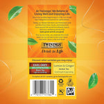 Load image into Gallery viewer, Twinings Decaffeinated Lady Grey Black Tea Individually Wrapped Bags, 20 Count (Pack of 6), Orange Peel &amp; Lemon Peel, Enjoy Hot or Iced, 120 Teabags