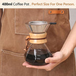 Load image into Gallery viewer, Pour Over Coffee Maker 14 OZ, 4 Cup Borosilicate Glass Drip Coffee Maker with Reusable Stainless Steel Filter and Cork Grip for Home Café 400 ML (Diamond Shape)