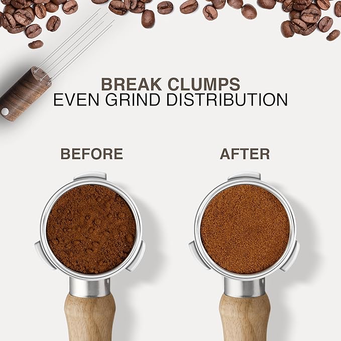 WDT Tool Espresso Stirrers - Coffee Distributor Barista Tools - Espresso Needle Distribution Tool for Coffee Accessories Kit - Walnut Wood Gifts for Coffee Lovers