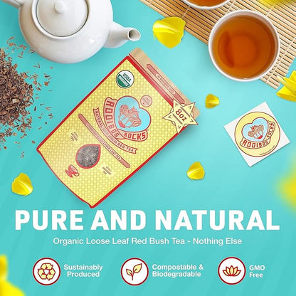 Naturally Sweet Organic Rooibos Tea - 8 oz Premium Loose Leaf Rooibos Tea – Caffeine-Free and Sugar Free Red Rooibos Tea Organic – Low-Tannin and Antioxidant-Rich Rooibos Tea Loose Leaf