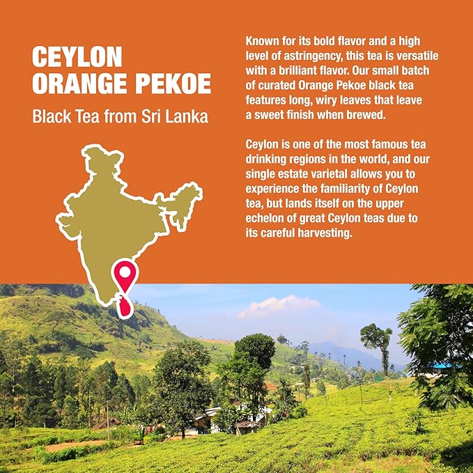 Tiesta Tea - Ceylon Orange Pekoe Black Tea, Loose Leaf, Single Origin Premium from Sri Lanka, Pure Unblended High Caffeinated, Hot or Iced & Brews Up to 200 Cups, 16oz Resealable Bulk Pouch