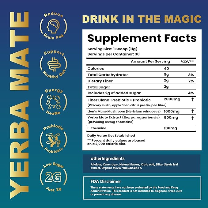 Yerba Mate Peach Mango Tea - Super Calm Yerba Mate - Low Sugar Content, Clean Energy with No Crash - Stay Refreshed and Focused Throughout the Day - Ideal for Health Enthusiasts - 30 Servings