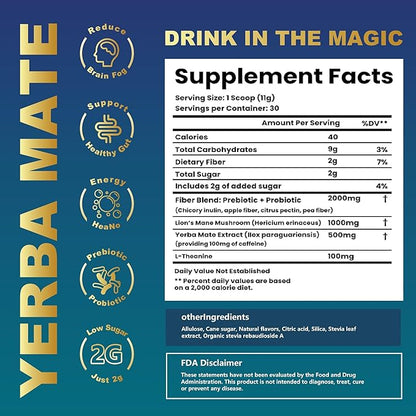 Yerba Mate Peach Mango Tea - Super Calm Yerba Mate - Low Sugar Content, Clean Energy with No Crash - Stay Refreshed and Focused Throughout the Day - Ideal for Health Enthusiasts - 30 Servings