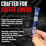 Load image into Gallery viewer, Blackout Coffee Colombian Arabica Instant Coffee – Medium Roast, Strong Aromatic, Single Serve Packets – Premium Quality 32 Count, American Made