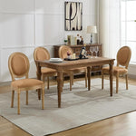 Load image into Gallery viewer, French Country Dining Chairs Set of 6, Amber Round Back Dining Chairs with Linen Upholstered Seat, Solid Wood Legs, Farmhouse Kitchen &amp; Dining Room Chairs, Sillas De Comedor (Amber, 6Pcs)