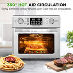 Load image into Gallery viewer, NutriChef 26L Electric Air Fryer Oven | 1700W Countertop Rotisserie &amp; Air Fryer | 360° Rotating Feature | 10 Digital Menu Presets | Includes Drip Tray, Air Frying Basket &amp; Bake Rack 15x16x14 (Silver)