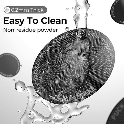 MHW-3BOMBER 54mm Espresso Puck Screen - 0.2mm Ultra Thin Espresso Puck - Metal Reusable Coffee Filter for Portafilter Basket 54mm - Puck Screen with Stand 3 Pack FG7051-OS