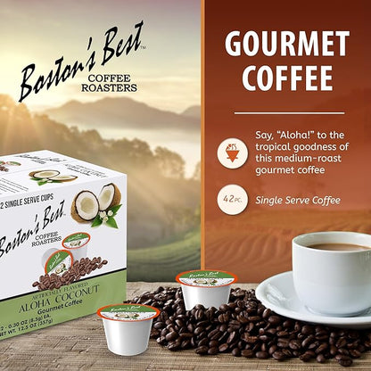 Boston’s Best - Aloha Coconut Flavored Delicious Gourmet Coffee Compatible with Keurig Coffee Maker, 1 Count (42 Single Serve Cups)