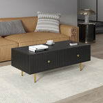 Load image into Gallery viewer, Modern Coffee Table with Storage with 2 Big Drawers, Black Rectangle Coffee Table for Living Room, Wooden Fluted Table Accent Tea Table for Living Room Apartment Small Space