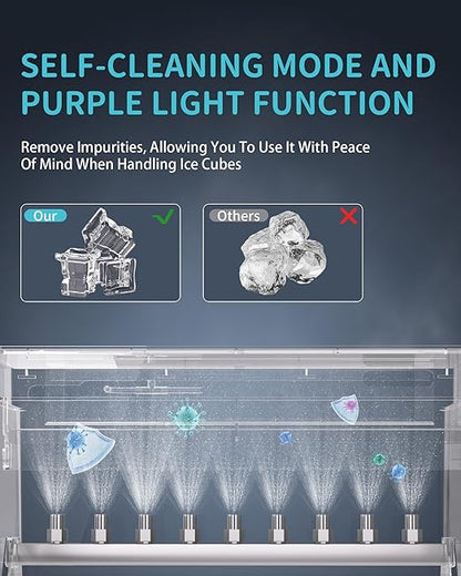 Commercial Spray Drench Ice Maker Machine 130 Lbs/Day, Undercounter Ice Makers 100Lbs Storage Bin and 45 Ice Trays, Under Counter ice Maker for Home, Bar, Party