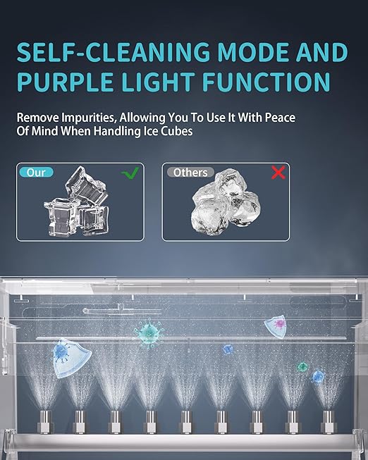 Commercial Spray Drench Ice Maker Machine 130 Lbs/Day, Undercounter Ice Makers 100Lbs Storage Bin and 45 Ice Trays, Under Counter ice Maker for Home, Bar, Party