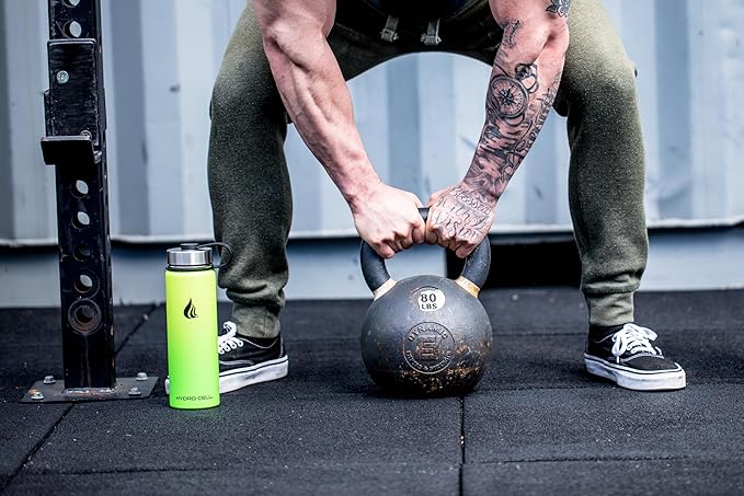 HYDRO CELL Stainless Steel Insulated Water Bottle with Straw - For Cold & Hot Drinks - Metal Vacuum Flask with Screw Cap and Modern Leakproof Sport Thermos for Adults (Neon 24oz)