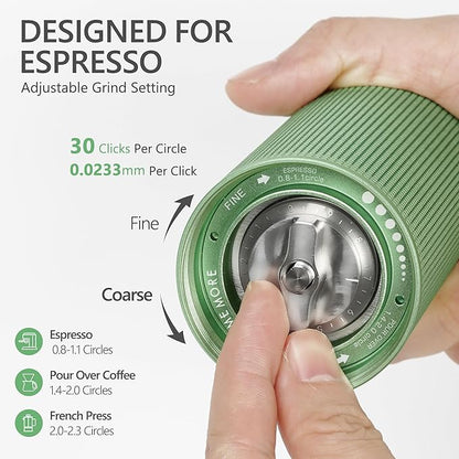 Chestnut C3 ESP Manual Coffee Grinder TIMEMORE, Hand Coffee Grinder with Internal Adjustable Grind Setting, Stainless Steel S2C Conical Burr Coffee Grinder, for Espresso to French Press - Green