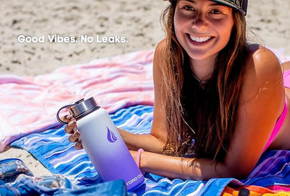 HYDRO CELL Stainless Steel Insulated Water Bottle with Straw - For Cold & Hot Drinks - Metal Vacuum Flask with Screw Cap and Modern Leakproof Sport Thermos for Adults (Lavender/White 32oz)