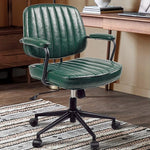 Load image into Gallery viewer, Artswish Mid Century Office Desk Chair - Green Leather Home Office Chair with Wheels and Arms