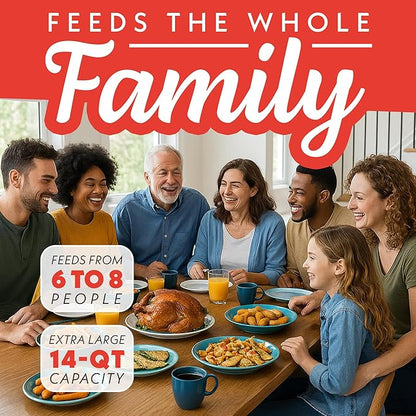 Gourmia Air Fryer Toaster Oven Combo - All-in-One 14-Quart Digital Air Fryer Toaster Oven with Rotisserie & Dehydrator – 12 Presets, Guided Cooking Prompts, 1750W, Dishwasher-Safe Accessories