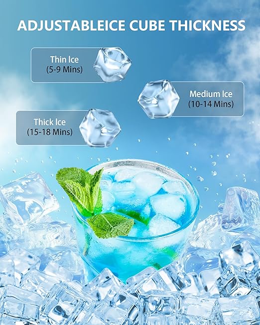 Commercial Ice Maker Machine 120LBS/Day, Undercounter Ice Makers 40Lbs Storage Bin and 45 Ice Trays, Outdoor Ice Maker Brushed Metal with Water Line, Ice Scoop, for Home, Bar, Party