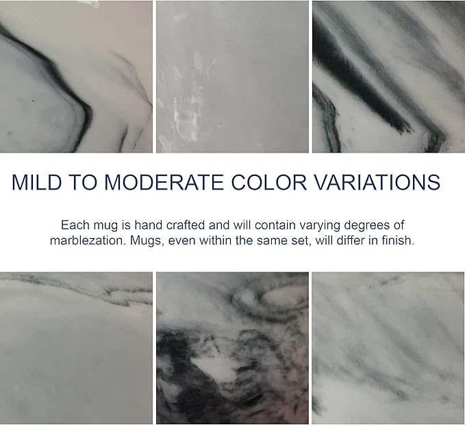 Culver 16-Ounce Palermo Ceramic Mug Set of 4 Marbleized (White and Black Olive)