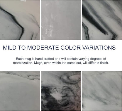 Culver 16-Ounce Palermo Ceramic Mug Set of 4 Marbleized (White and Black Olive)