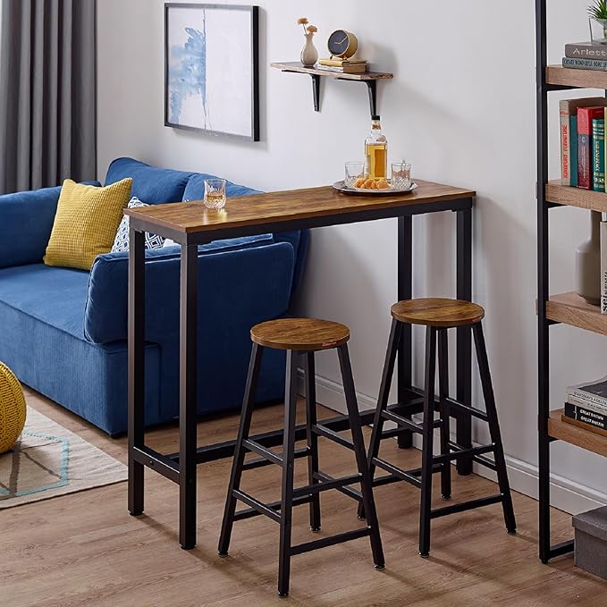 Mr IRONSTONE Bar Table, 53" Pub High Top Rectangular Bar Height Sofa Table Dining Table, for Narrow Space, Living Room, Vintage