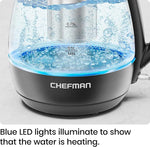 Load image into Gallery viewer, Chefman Electric Kettle with Tea Infuser, 1L 1500W, Removable Lid for Easy Cleaning, Boil-Dry Protection, Stainless Steel Filter, BPA Free, Auto Shut Off Hot Water Boiler, Small Electric Tea Kettle