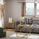 Load image into Gallery viewer, VILAWLENCE Coffee Table Set of 2, Modern Gold Glass Side Table, Metal Frame Square End Table, Center Tables Nesting Coffee Table for Living Room,Bedroom and Small Spaces
