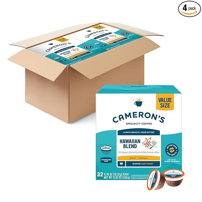 Cameron's Coffee Single Serve Pods, 10% Hawaiian Coffee Blend, 128 Count (Pack of 1)
