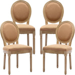 Load image into Gallery viewer, French Country Dining Chairs Set of 4, Amber Round Back Dining Chairs with Linen Upholstered Seat, Solid Wood Legs, Farmhouse Kitchen &amp; Dining Room Chairs, Sillas De Comedor (Amber, 4Pcs)