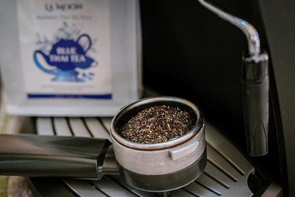 LA MOON TEA Blue Thai Tea Mix - Traditional Loose Leaf Thai Tea Mix from Butterfly Pea Flower and Assam Black Tea for Home-made Blue Thai Iced Tea, Boba Tea & Latte - No Food Dye, 7.05 Oz.