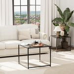 Load image into Gallery viewer, VILAWLENCE Coffee Table Set of 2, Modern Grey Glass Side Table, Metal Frame Square End Table, Center Tables, Nesting Coffee Table for Living Room, Bedroom and Small Spaces, 23.6in