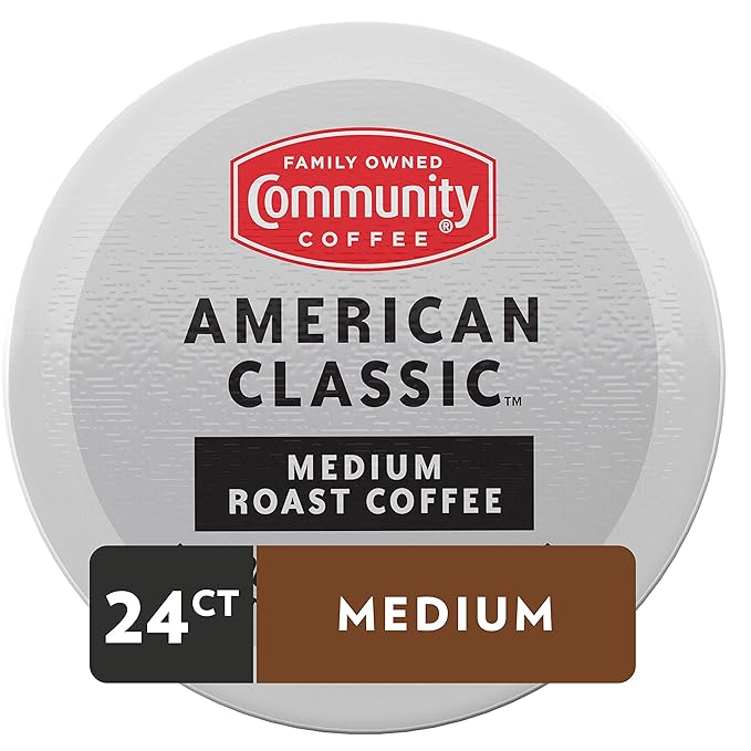 Community Coffee American Classic 24 Count Coffee Pods, Medium Roast, Compatible with Keurig 2.0 K-Cup Brewers, 24 Count (Pack of 2)
