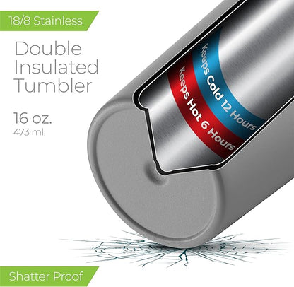 SIPX™ Triple-Insulated Tumblers - 16oz. Premium Modern Tumbler With Lid, insulated Cup Keeps Hot For 6 Hours, Stainless Steel Tumbler Made Of Sustainable Material, Coffee Travel Mug For Home & Office