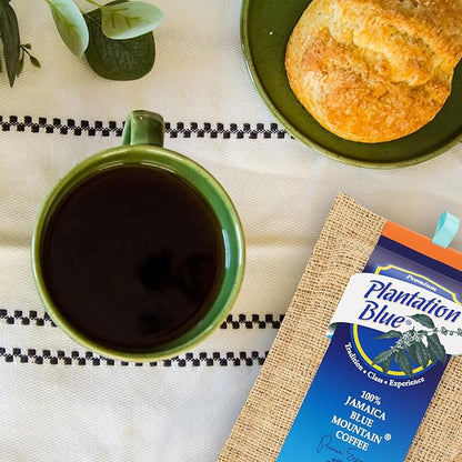 Plantation Blue 100% Blue Mountain Coffee, Dark Roast, Whole Bean, Premium Jamaican Coffee, 12oz