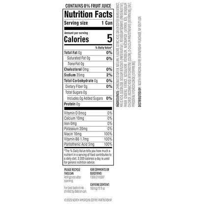 Starbucks Iced Energy Drink, Tropical Peach, Zero Sugar Energy Drink, Plant Based Caffeine, Hydration, Mental Clarity, 12 Fl Oz Cans (Pack of 12)