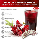 Load image into Gallery viewer, FreshDrinkUS, Premium 235 Hibiscus Flowers Tea Bags, 100% Natural, Pure from Hibiscus Flowers. Loose Flower Herbal Tea. No Sugar, No Caffeine, No Gluten, Vegan.