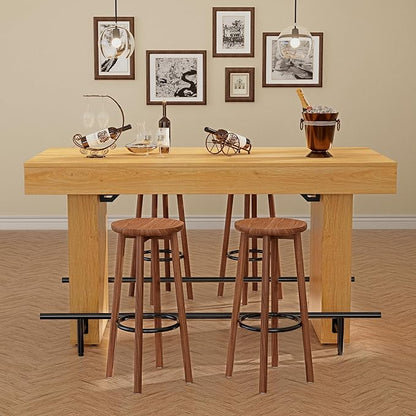 63 Inch Wide Bar Table with Sturdy Footrest – Counter Height Dining Table for 4-6 People – Industrial Kitchen Pub Table, Perfect for Small Space, Living Room, Cafe & Home Bar