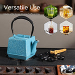 Load image into Gallery viewer, Cast iron Teapot, Tea Kettle for Stovetop Safe with Stainless Steel Infuser,Japanese Hand-made Square Tea Pot Coated with Enameled Interior for 27oz,780ml Blue