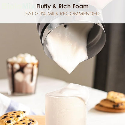 BioloMix Electric Milk Frother 4 in 1 Automatic Hot and Cold Milk Frother Warmer for Milk Latte Foam Maker Hot Chocolates Cappuccino (White)