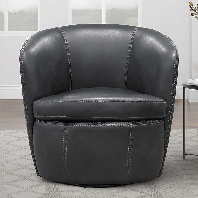 Parker Living Barolo - Vintage Slate 100% Italian Leather Swivel Club Chair