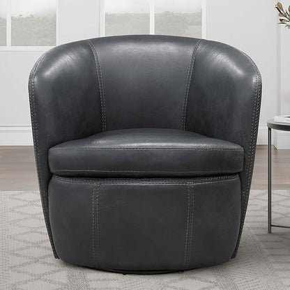 Parker Living Barolo - Vintage Slate 100% Italian Leather Swivel Club Chair