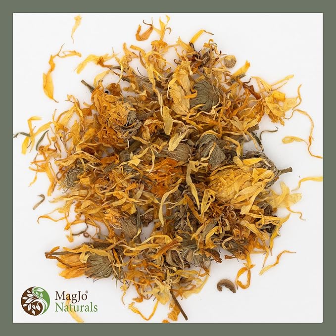 MagJo Naturals, Calendula Flower (1 Pound Bag) whole dried calendula flowers and petals, Calendula officinalis, loose leaf tea, marigold flowers, loose leaf teas, cocktail bombs, Raw