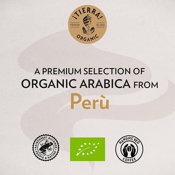 Lavazza, ¡Tierra Organic Amazonia Whole Bean Coffee Medium Roast 10.5 Oz Bag, Balanced and Aromatic Fruity and floral notes - Packaging May Vary