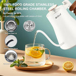 Load image into Gallery viewer, Electric Kettle, Gooseneck Electric Water Kettle for Pour Over Coffee &amp; Tea, 0.8L Quick Heating Small Hot Water Kettle Electric, Stainless Steel, Auto-Off &amp; Boil Dry Protection, Matte White