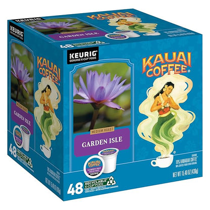 Kauai Coffee K-Cup Pods for Keurig Brewers – Arabica Coffee, 10% Hawaiian – Medium Roast, Bright Aroma With Light Floral Notes – Garden Isle, 1 Pack of 48 Single Serve K-Cups