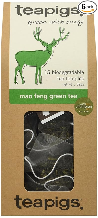 teapigs Mao Feng Green Tea, 15 Count (Pack of 6)